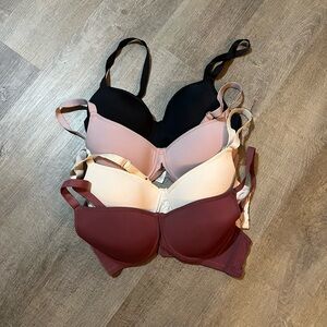4 36C/80C Bras in Burgundy, Ivory, Dark Nude & Black